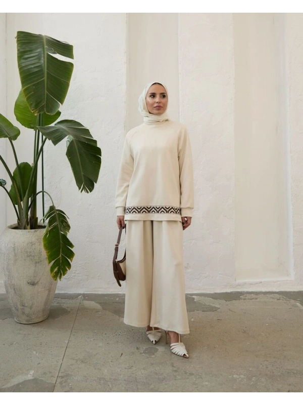 Kadın Modal Nakışlı Takım-Taş