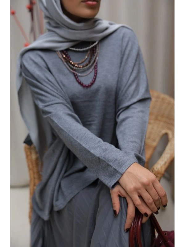 Kadın Pileli Zarafet Takım-Antrasit