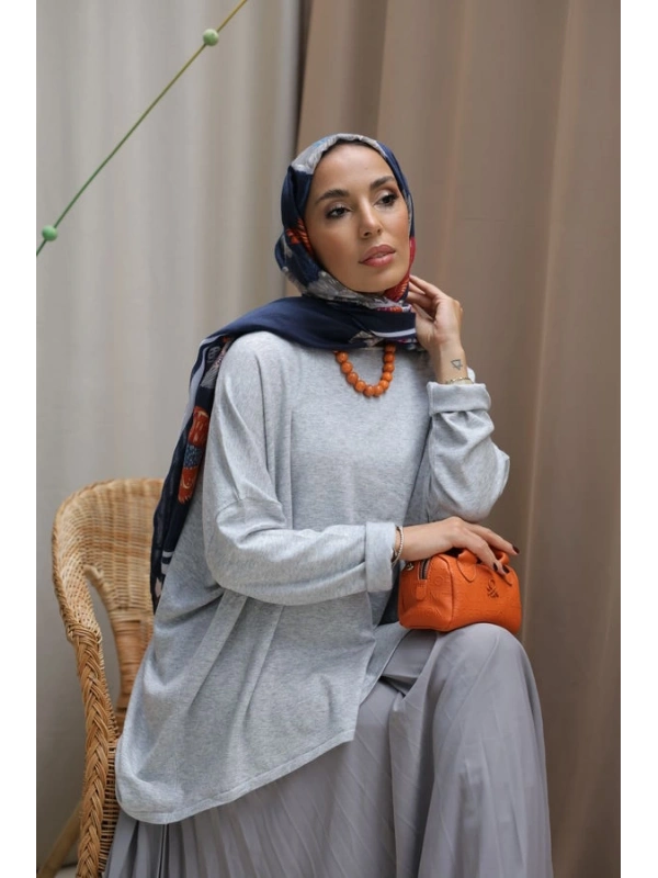 Kadın Pileli Zarafet Takım-Gri