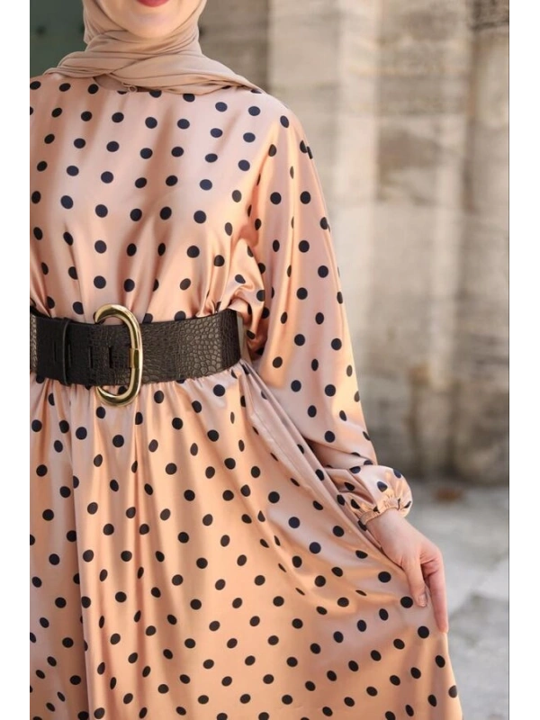 Kapadokya Puantiyeli Elbise - Vizon