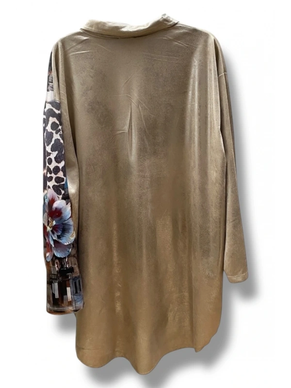 Gold çiçek baskılı gömlek