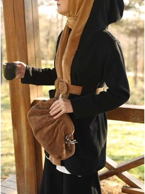 Kürk Detaylı İkili Takım-Camel