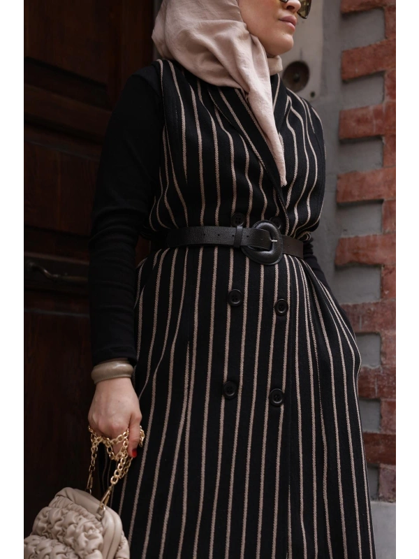 Vizon Çizgili Yelek