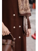 Triko Düğmeli Yelek Elbise Kahverengi