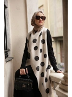 Süzene Siyah Daire Nakışlı Bej Yelek