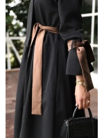 Cappuccino Kuşaklı Siyah Trenç Elbise