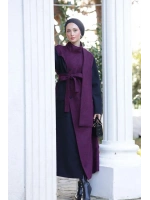 Kadın Kaşe Sekiz Düğmeli Kap-Bordo