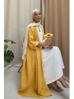 Kadın Keten Püsküllü Uzun Tunik-Hardal