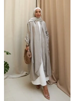 Kadın Keten Püsküllü Uzun Tunik-Bulanık İnci