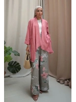 Kadın Keten Püsküllü Kısa Tunik- Mercan