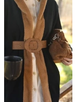 Kürk Detaylı İkili Takım-Camel