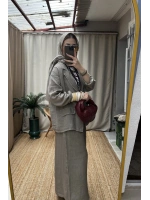 Kadın Keten Füme İkili Blazer Takım
