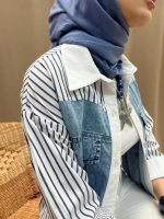 Kadın Kot Cepli Poplin Tunik - Mavi