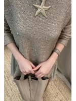Gümüş Pullu Şifonlu Tunik - Bej