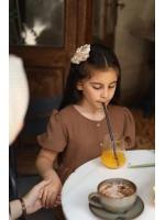 Çocuk Pendik Koton Elbise - Kahverengi