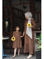 Çocuk Pendik Koton Elbise - Kahverengi