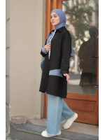 Kadın Kot Parçalı Tunik - Siyah