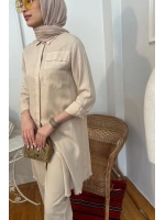 Kadın Tensel Püsküllü Tunik - Bej