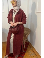 Kadın Kapüşonlu Yıkama Efektli Kap - Bordo