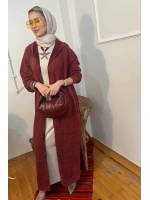 Kadın Kapüşonlu Yıkama Efektli Kap - Bordo