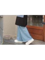 Kadın Paçası Püsküllü Denim Pantolon - Açık Mavi