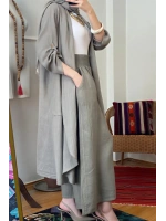 Kadın Gipeli Keten Pantolon - Füme