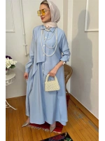 Kadın Luna Gömlek Elbise - Bebe Mavisi