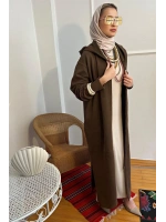 Kadın Kapüşonlu Yıkama Efektli Kap - Kahverengi