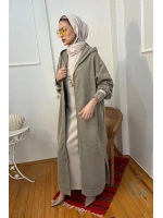 Kadın Kapüşonlu Yıkama Efektli Kap - Füme
