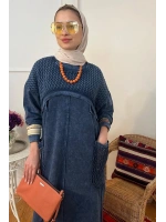 Kadın Örgü Bolero Elbise Takım - Lacivert