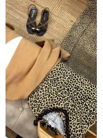 Basic Leopar Sıfır Kol Elbise Bej