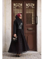 Bordo Astarlı Tül Etek