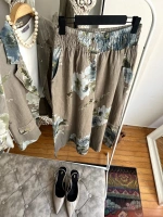 Floral Desen Blazer Takım Füme
