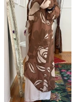 Floral Keten Tunik Kahve