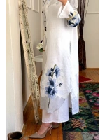Floral Premium Keten İkili Takım Beyaz