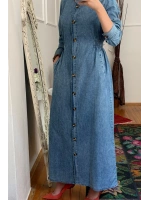 Kadın Beli Lastikli Denim Trençelbise-Açık Mavi