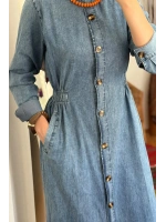 Kadın Beli Lastikli Denim Trençelbise-Açık Mavi