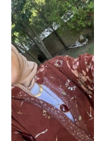 Kadın Bohem Çiçek Desenli Payetli Pamuk Tarçın Elbise (Ön Sipariş)