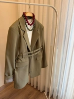 Kadın Çift Kemerli Valentina Haki Blazer
