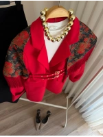 Kadın Çift Kemerli Valentina Kırmızı Blazer