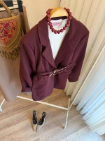 Kadın Çift Kemerli Valentina Mürdüm Blazer