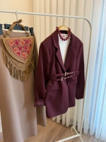 Kadın Çift Kemerli Valentina Mürdüm Blazer