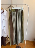 Kadın Haki Kahve Çizgili Krep Pantolon
