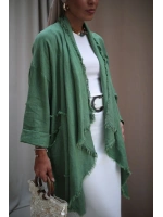 Kadın Keten Püsküllü Kısa Tunik-Fesleğen