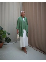 Kadın Keten Püsküllü Kısa Tunik-Fesleğen