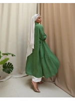 Kadın Keten Püsküllü Uzun Tunik-Fesleğen