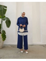 Kadın Modal Nakışlı Takım-Mavi