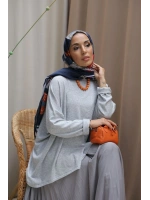 Kadın Pileli Zarafet Takım-Gri