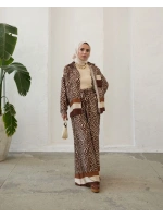 Kadın Saten İkili Çizgili Takım