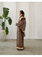 Kadın Saten İkili Çizgili Takım